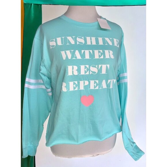 Sunshine Water Rest Repeat ladies aqua long sleeve tee NEW by Might Fine Medium - Picture 6 of 7